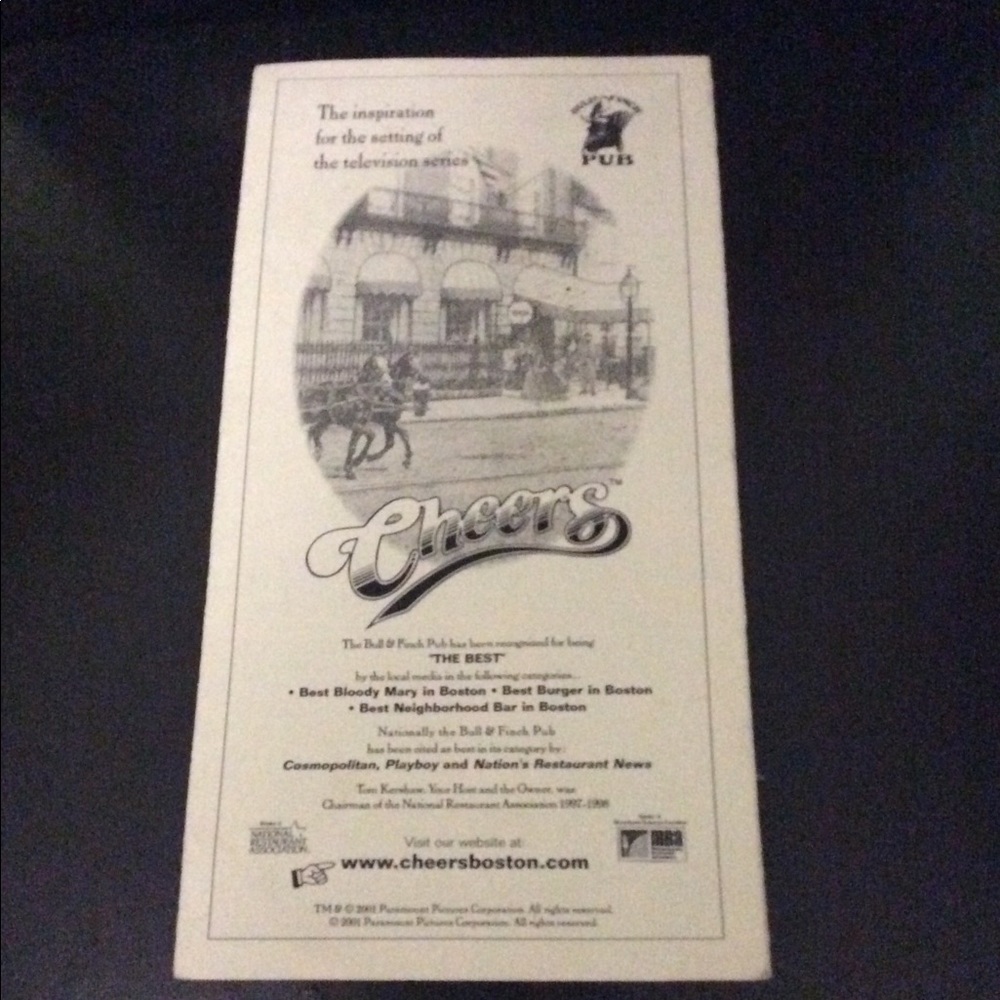 Cheers collectible menu
